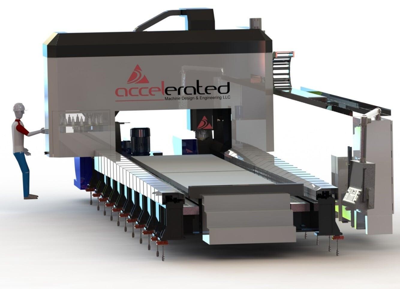 Dimetric view of the Metal Max Gantry. A perfect CNC machine for milling steel plates.